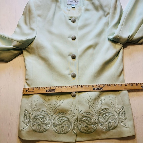 Valerie Stevens Skirt Suit Set Size 12 | Mint Green | Embroidered Blazer - Picture 11 of 14